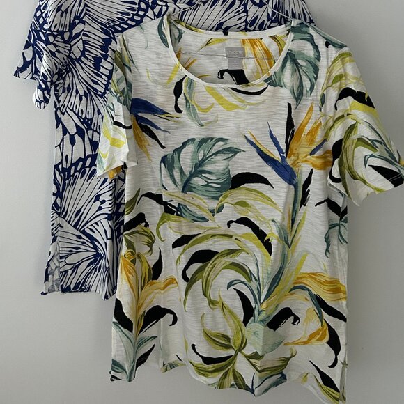 CHICO'S Lot of 2 S/S Women's T-Shirts Tops Floral Spring Prints SZ 0 (Small) - Picture 6 of 6